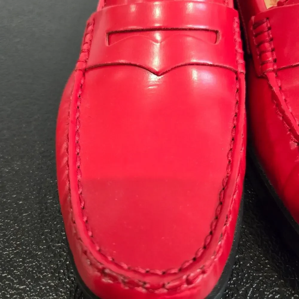 Red Women’s Penny Loafers - Classic Slip-On Flats